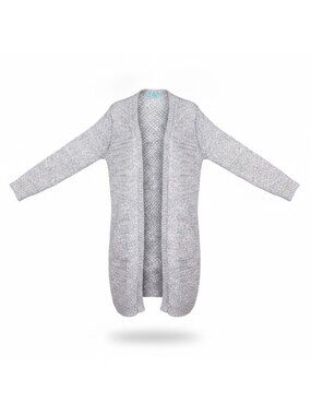 Blue Illusion Womens Silver Long Open Front Cardigan Lightweight Sz M